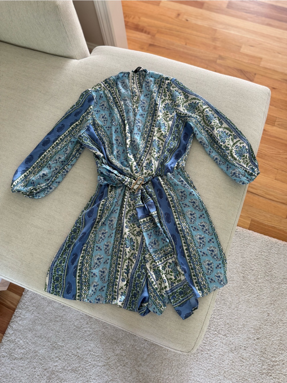Blue  Print Wrap Romper